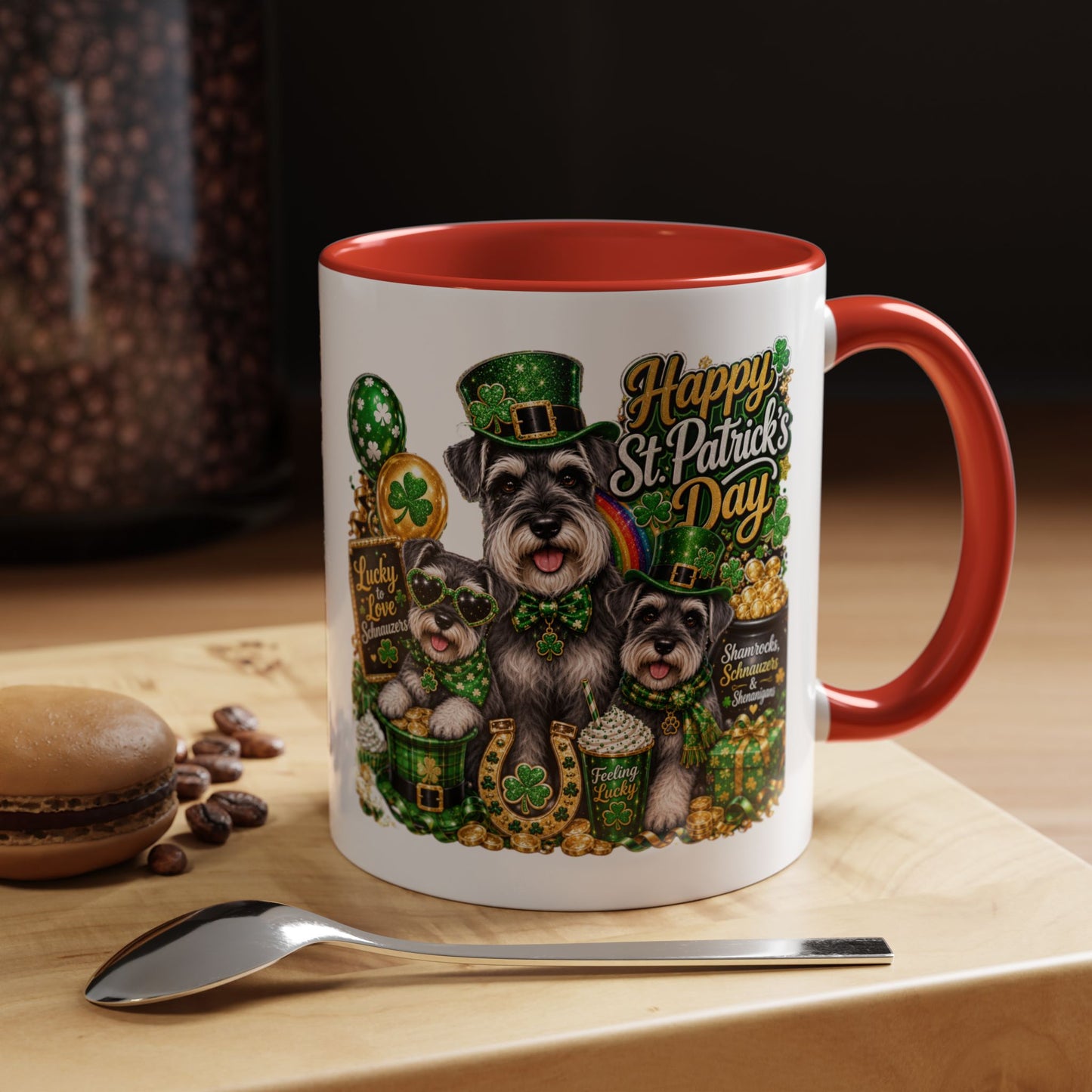 St. Patrick’s Day Dog Coffee Mug — Happy St. Patrick’s Day Accent Mug (11/15oz)