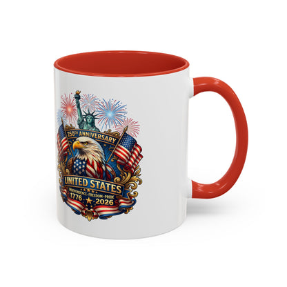 Patriotic Coffee Mug — United States 250th Anniversary Eagle & Fireworks (11/15oz)