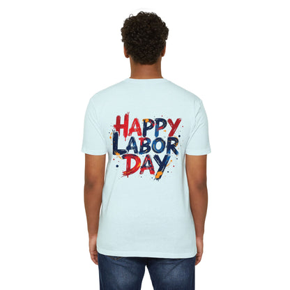 Labor Day Graphic T-Shirt — "Happy Labor Day" Patriotic Celebration Tee