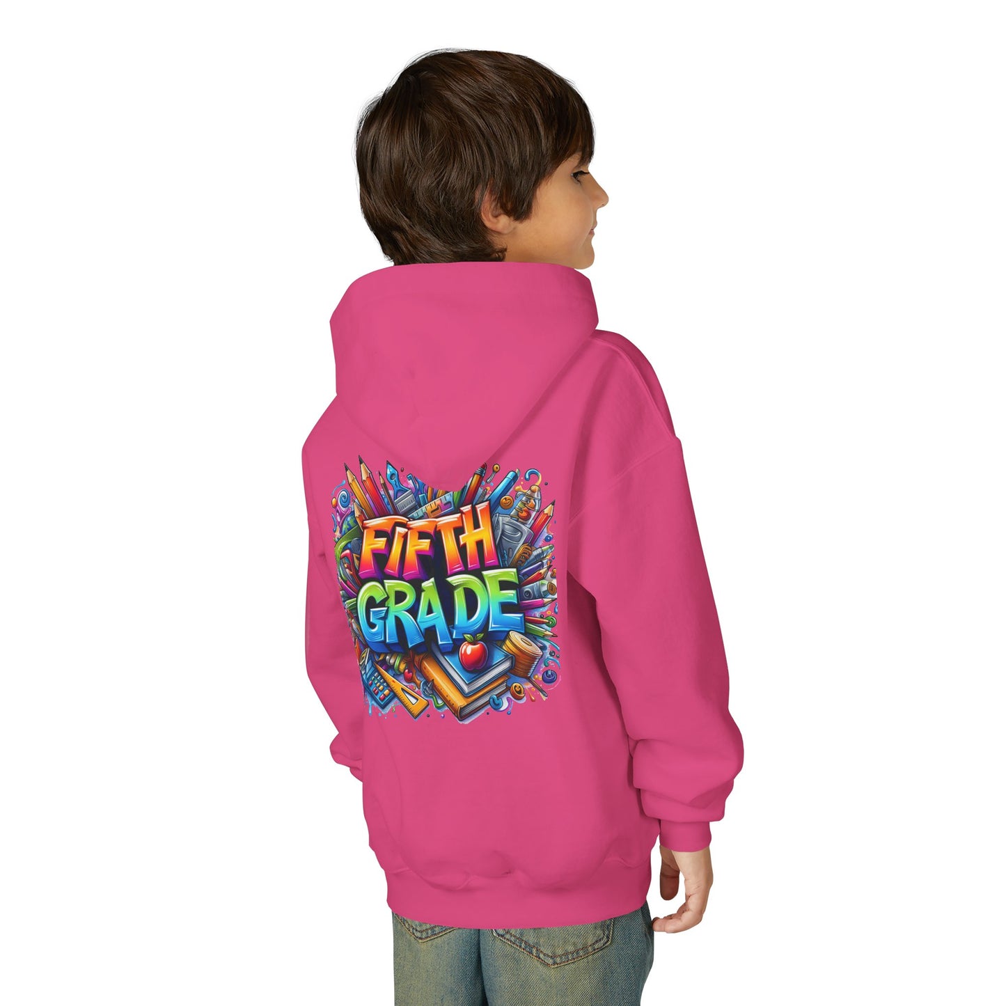 Fifth Grade Kids Hoodie - Colorful School Supplies Back-to-School Sweatshirt