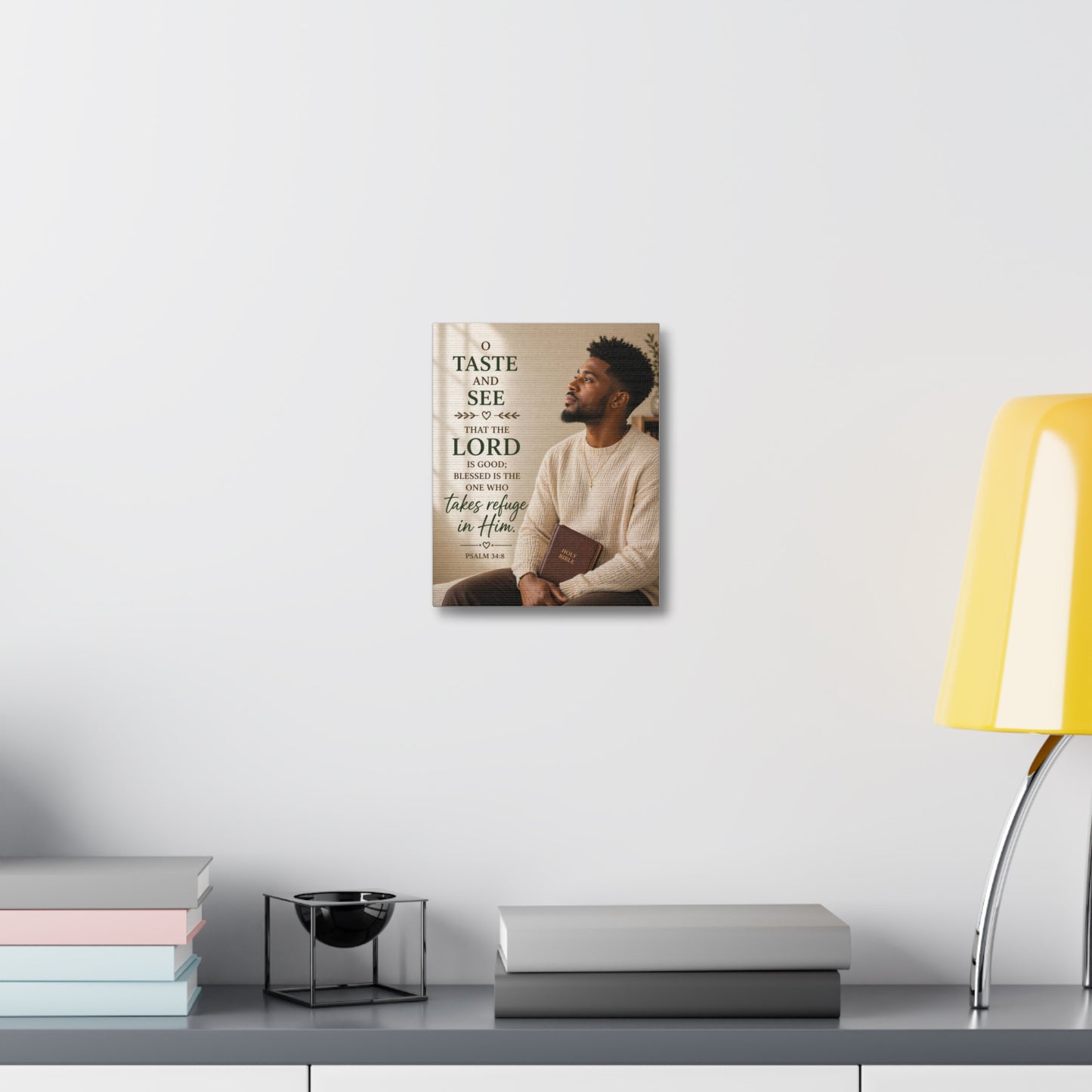 Canvas Wall Art - Psalm 34:8 "Taste and See" Inspirational Christian Prayer Print