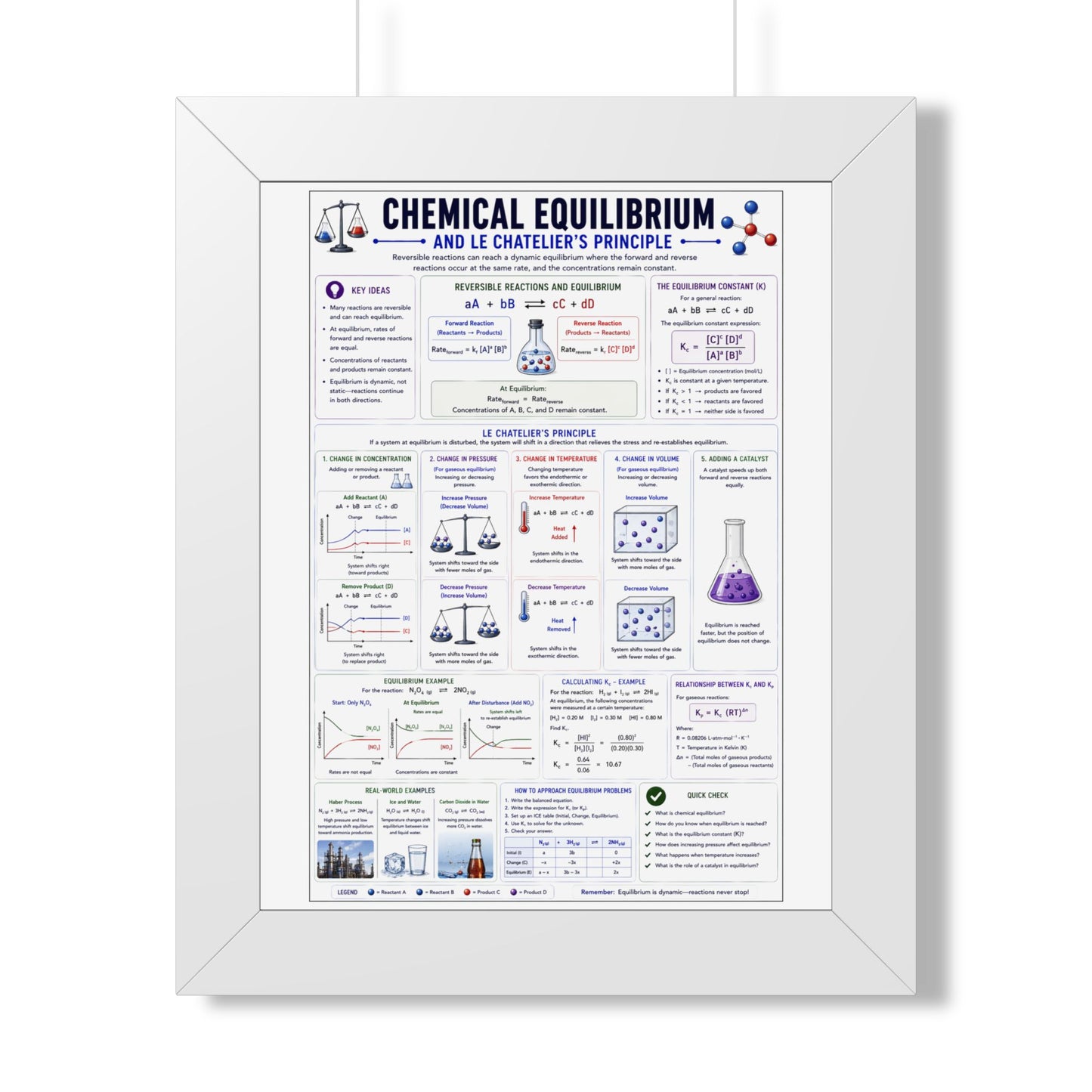 Chemical Equilibrium Poster — Framed Educational Chemistry Print