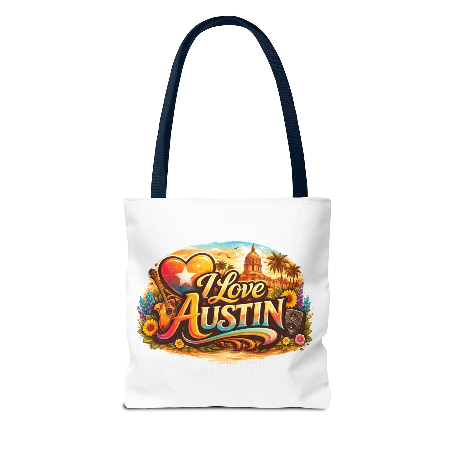 I Love Austin Tote Bag — Retro Cityscape Cotton Shopper