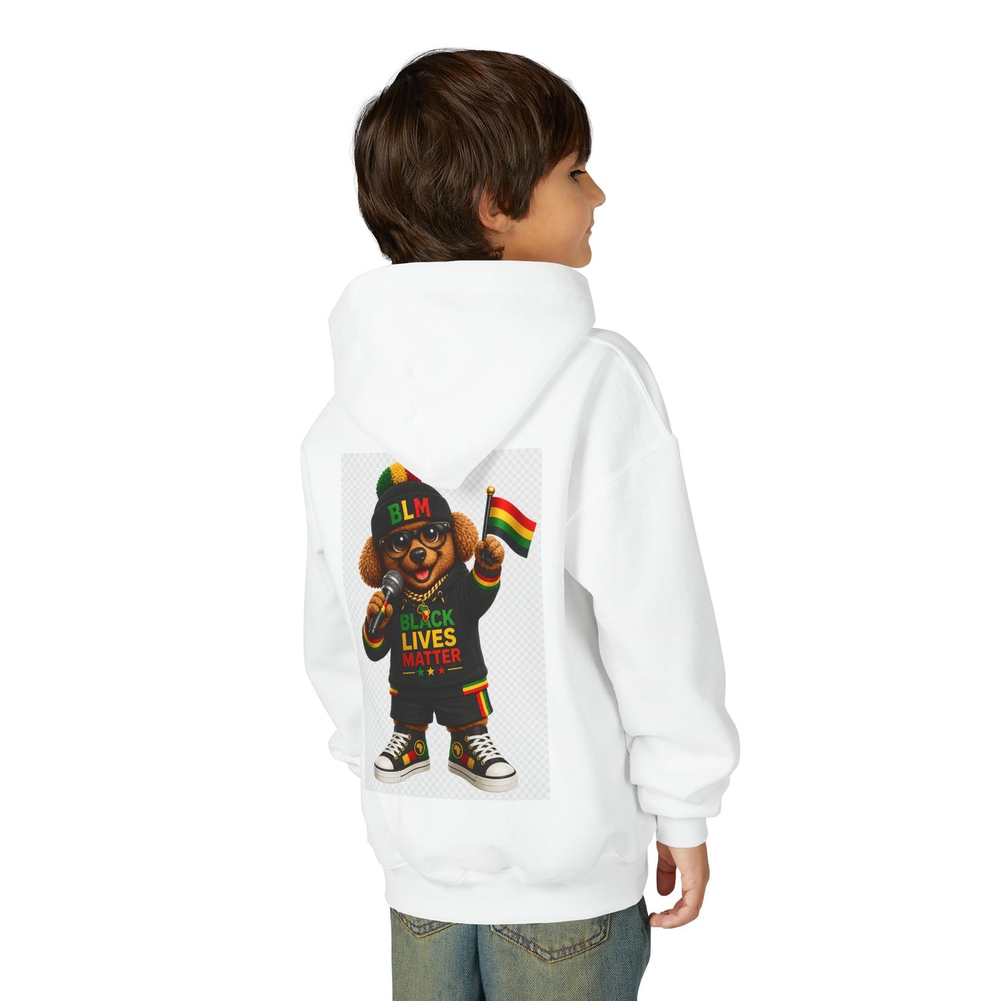 Youth Hoodie — Black Lives Matter Rasta Bear Graphic