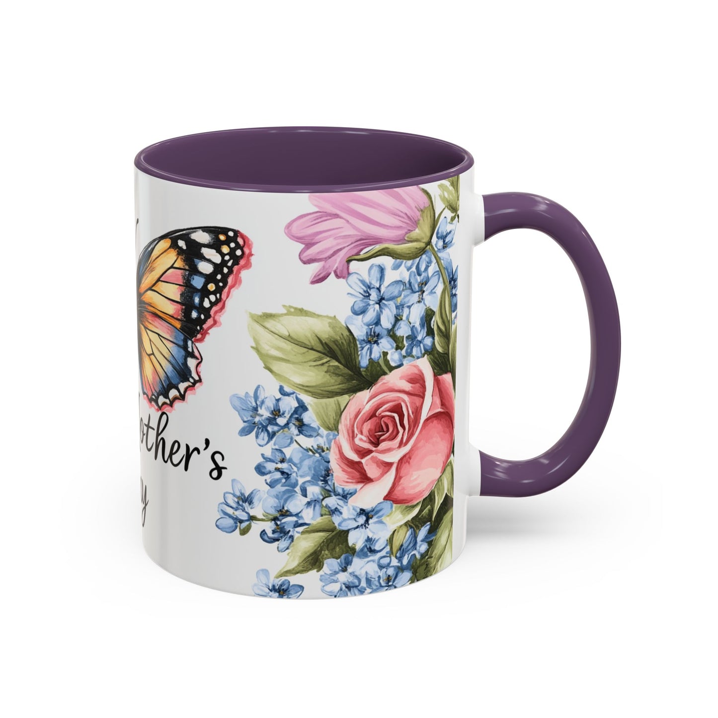 Mother's Day Butterfly Floral Coffee Mug – "Happy Mother's Day" Accent Mug (11/15 oz)