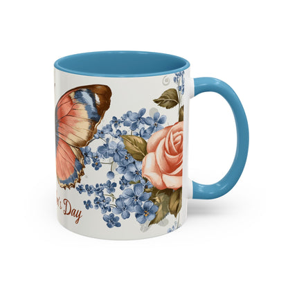 Mother's Day Butterfly Coffee Mug - 'Happy Mother's Day' Floral Accent Mug