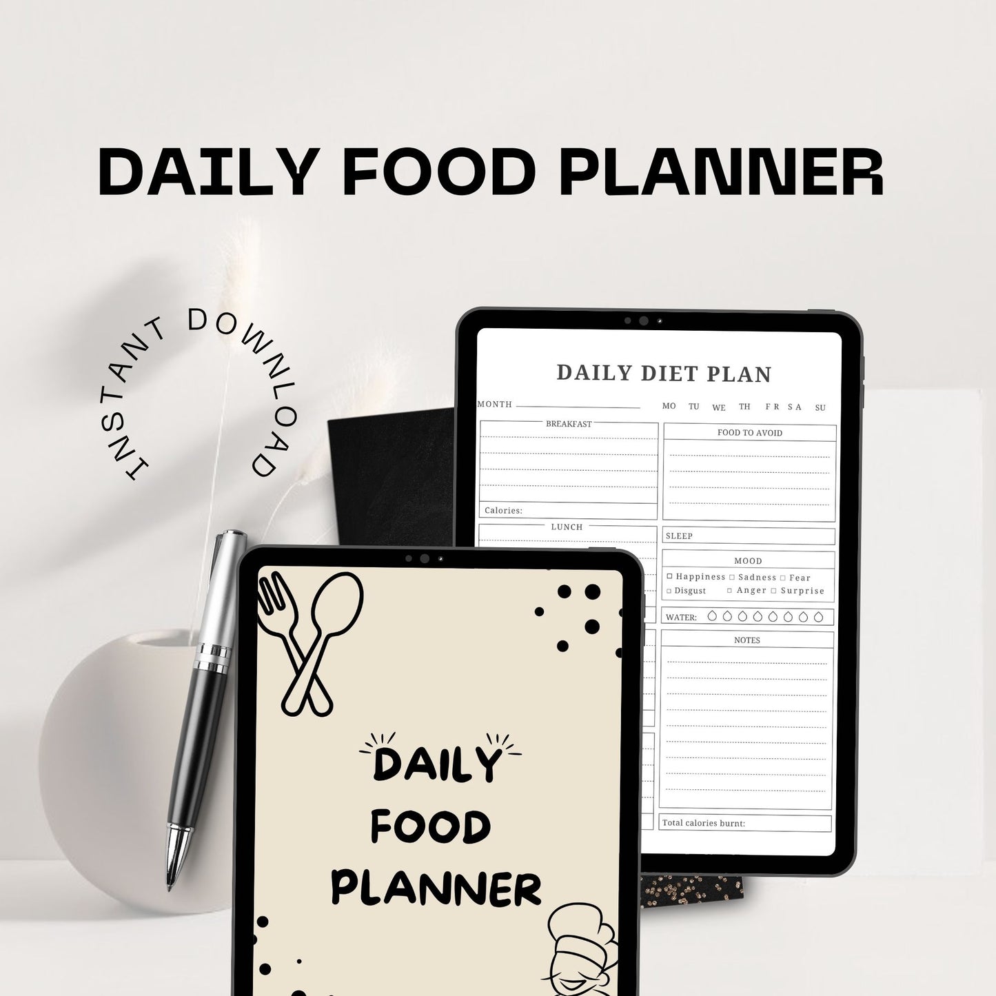 Daily Food Planner | Meal & Nutrition Tracker | Healthy Eating Planner | Food Journal | Diet & Meal Log Printable