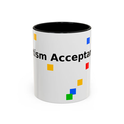 Autism Acceptance Accent Coffee Mug – Colorful Puzzle Square Design (11/15 oz)