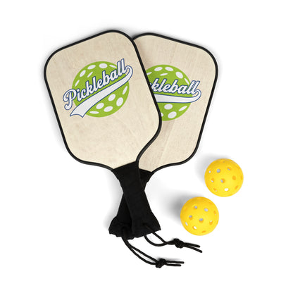 Pickleball Paddle Set with Balls – Retro Green Pickleball Logo Kit