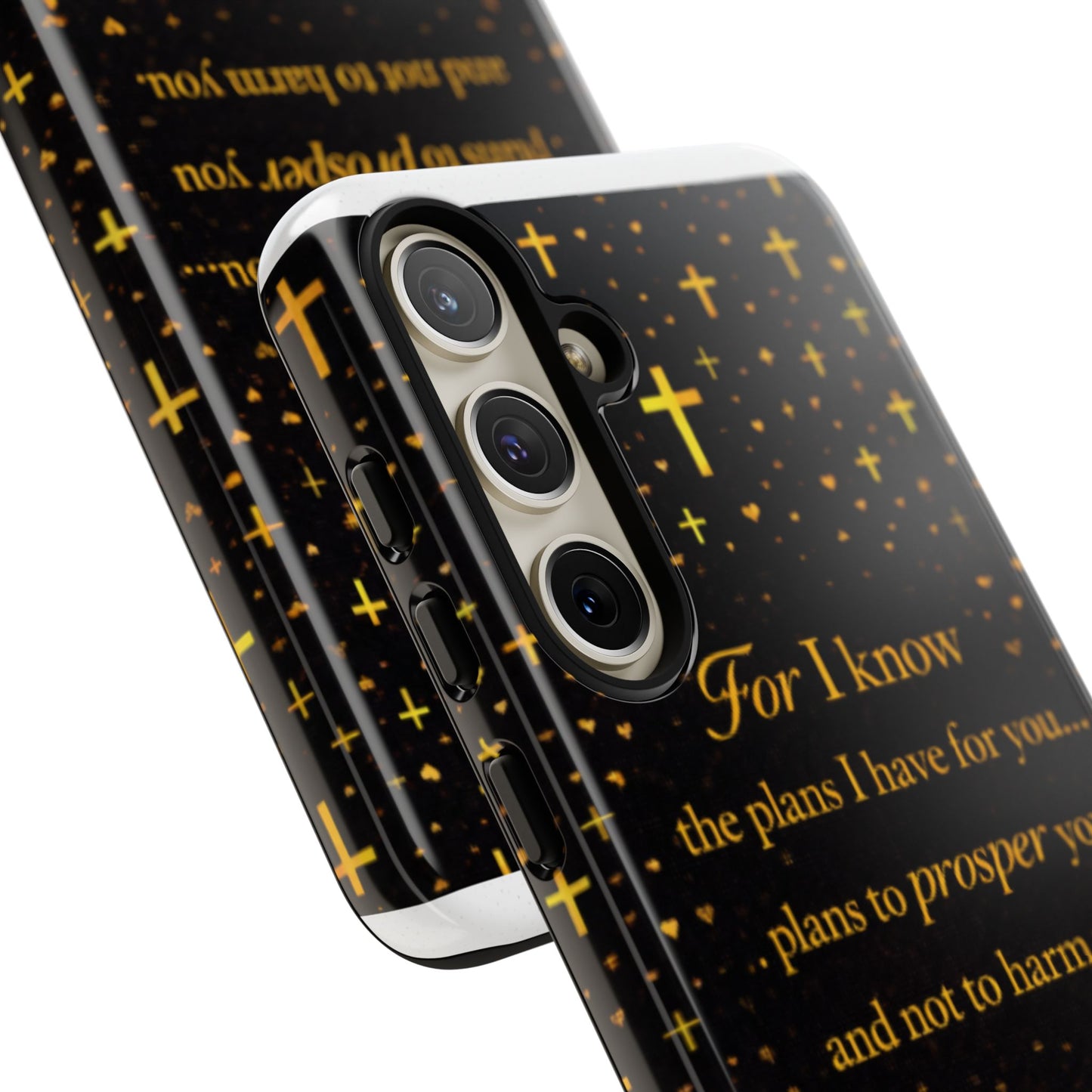 Phone Case — "For I Know" Jeremiah 29:11 Gold Cross Christian Tough Case