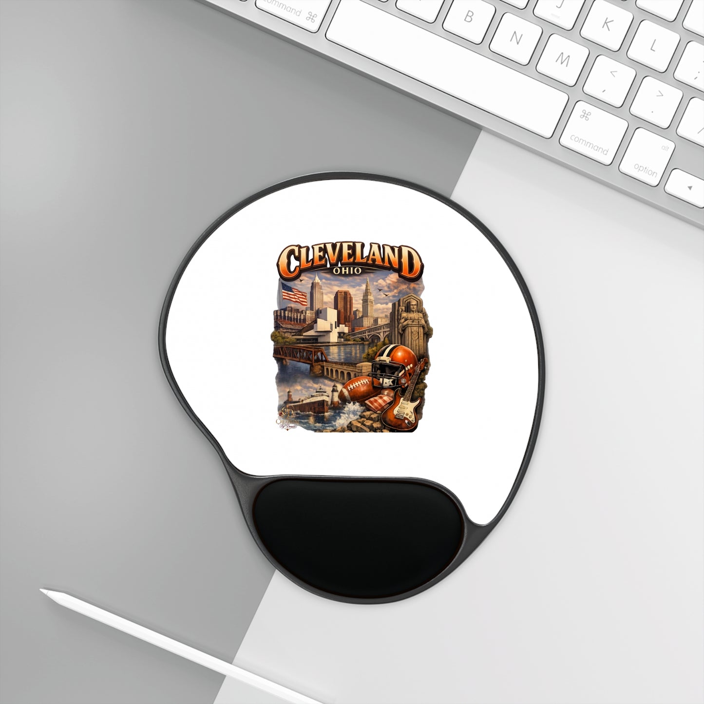Cleveland Ohio Skyline Football Comfort Mouse Pad with Wrist Rest