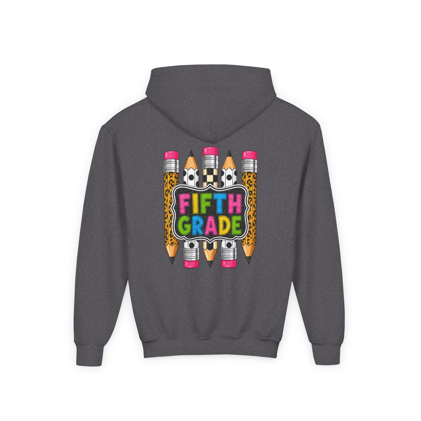 Fifth Grade Kids Hoodie — Colorful Pencil Back‑to‑School Sweatshirt for Students