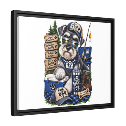 Dog Dad Schnauzer Father's Day Framed Canvas Wall Art — Fishing & Camping Pet Gift