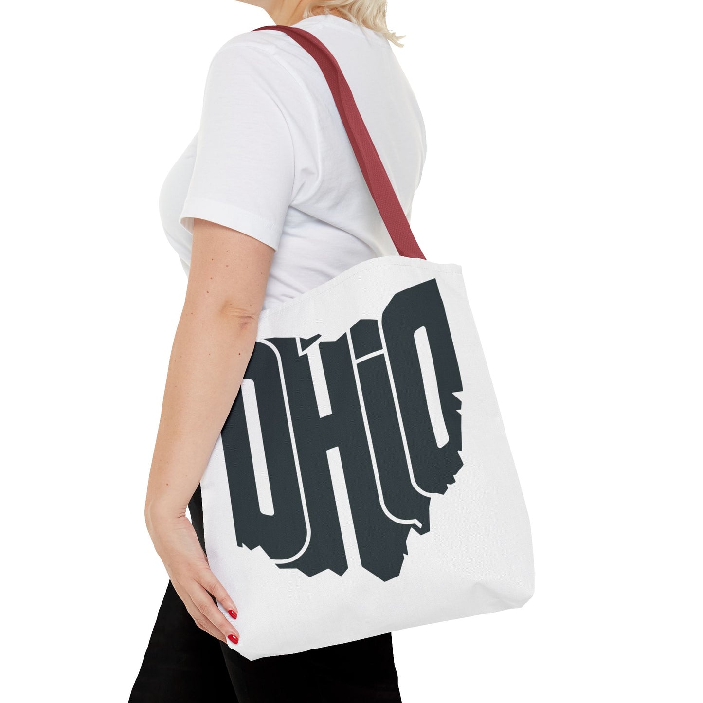 Ohio State Outline Tote Bag — Retro Ohio Text Graphic Tote