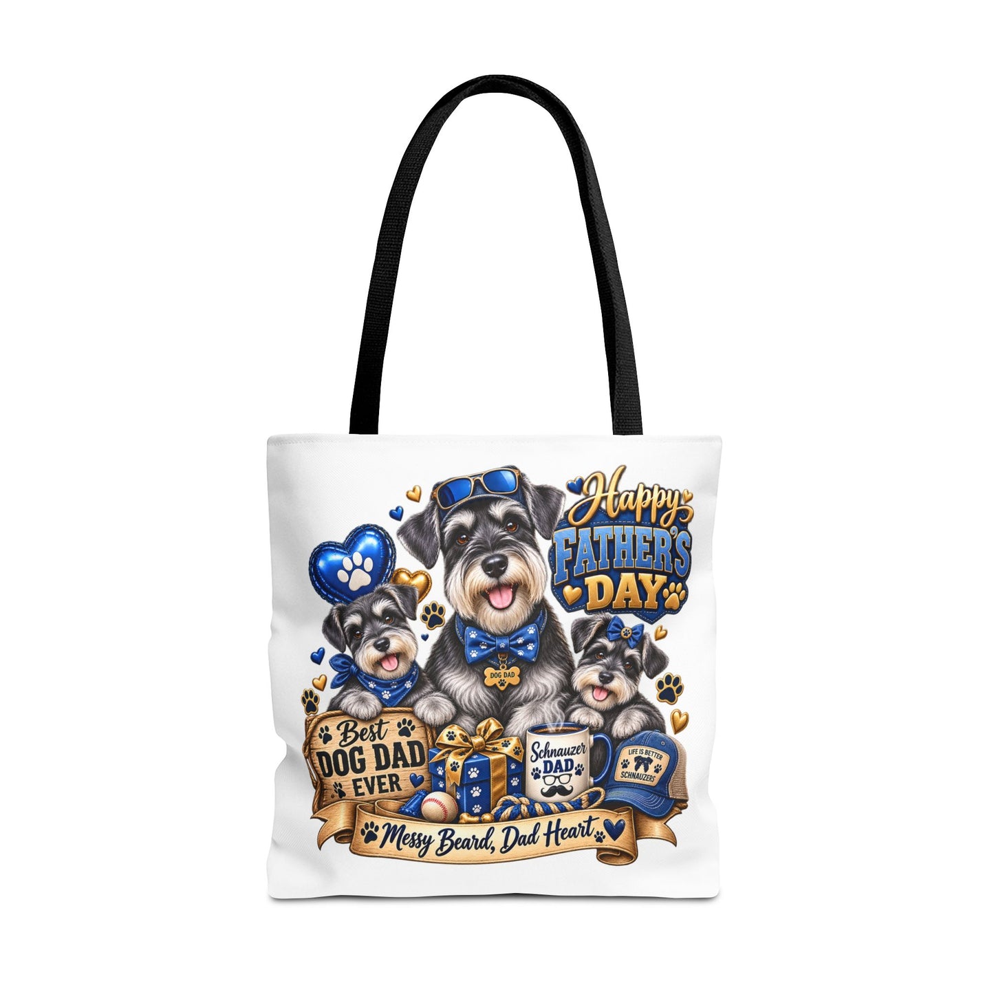 Father’s Day Dog Dad Tote Bag – “Happy Father’s Day” Schnauzer Design