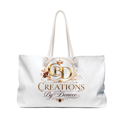 Creations by Donece Logo Weekender Bag — Luxe White Travel Tote