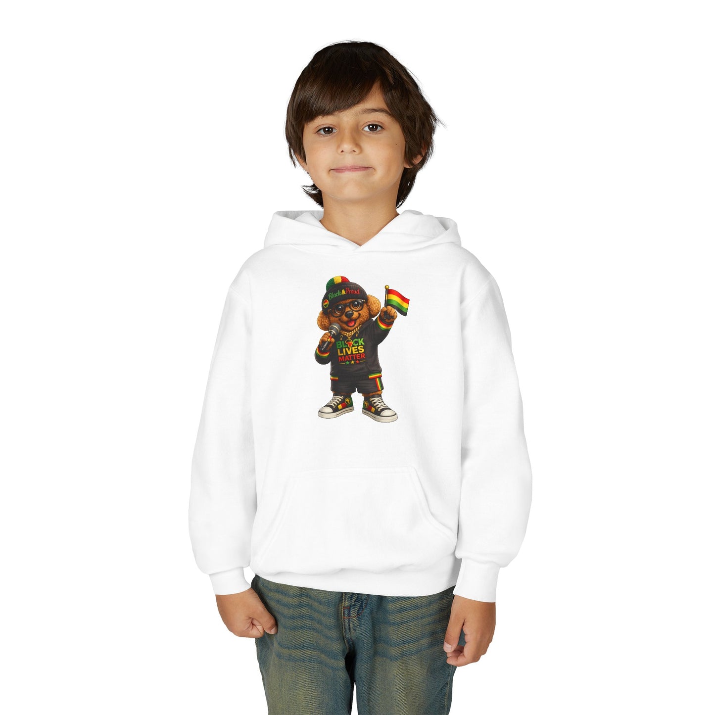 Youth Hoodie — Black Lives Matter Rasta Bear Kids Pullover