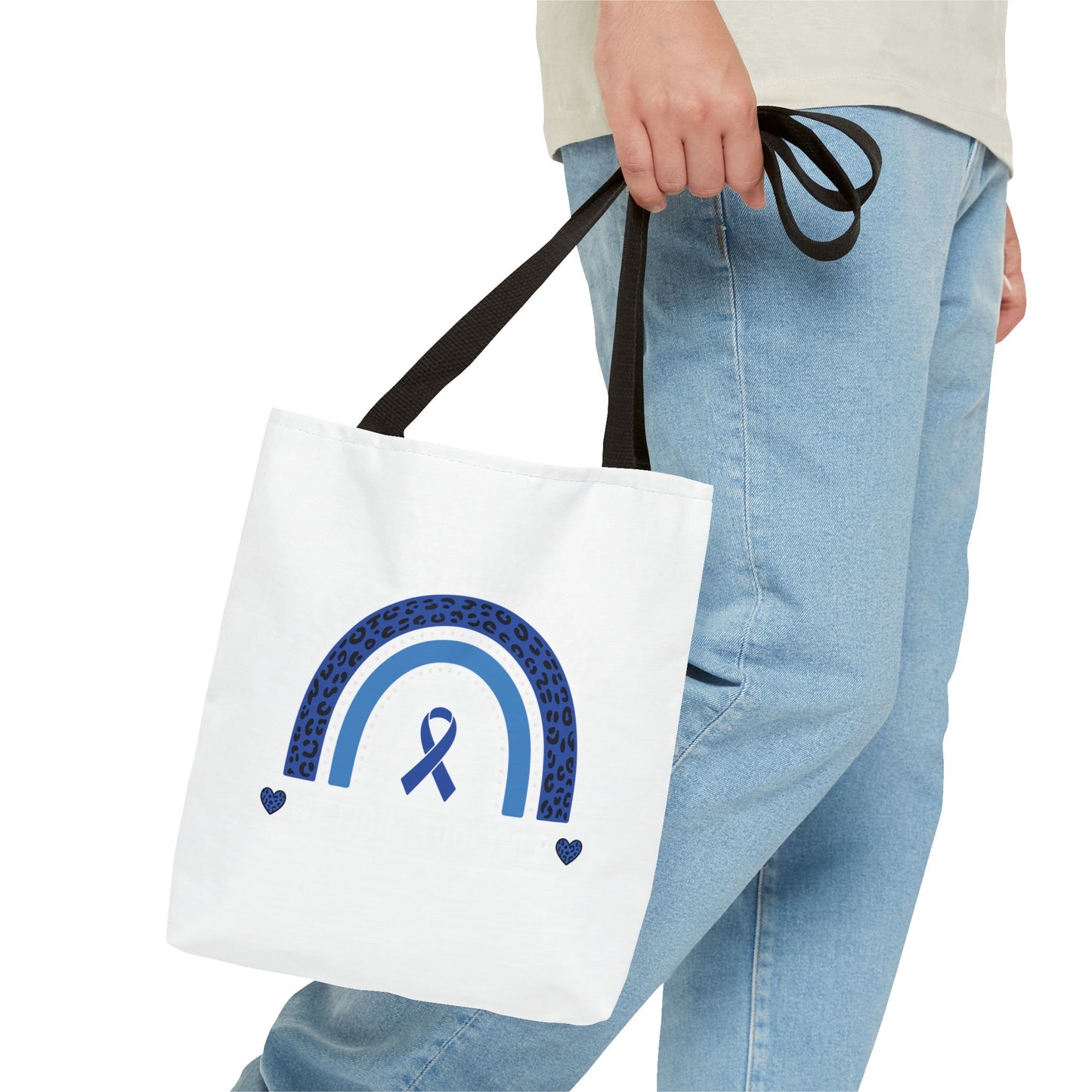 Blue Awareness Ribbon Rainbow Tote Bag – Support & Hope Everyday Tote