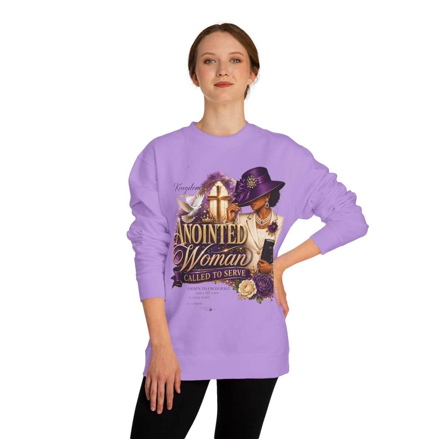 Anointed Woman Crewneck Sweatshirt — Called to Serve Gospel Graphic