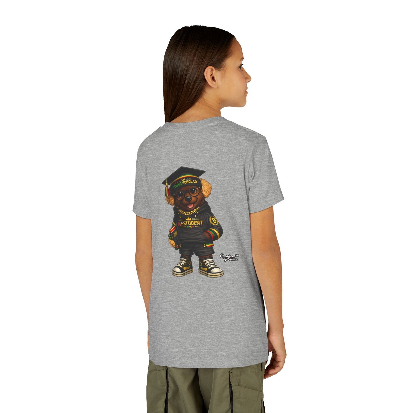 Youth Tee — Scholar Student Bear Graduation Graphic