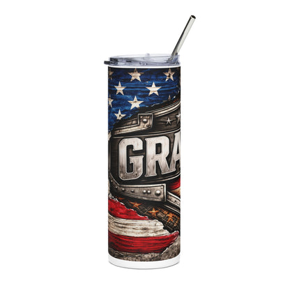 Grandpa Patriotic Stainless Steel Tumbler — 20oz USA Flag Shield Travel Cup