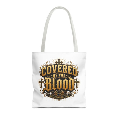 Covered by the Blood Tote Bag — Christian Cross Faith Canvas Tote