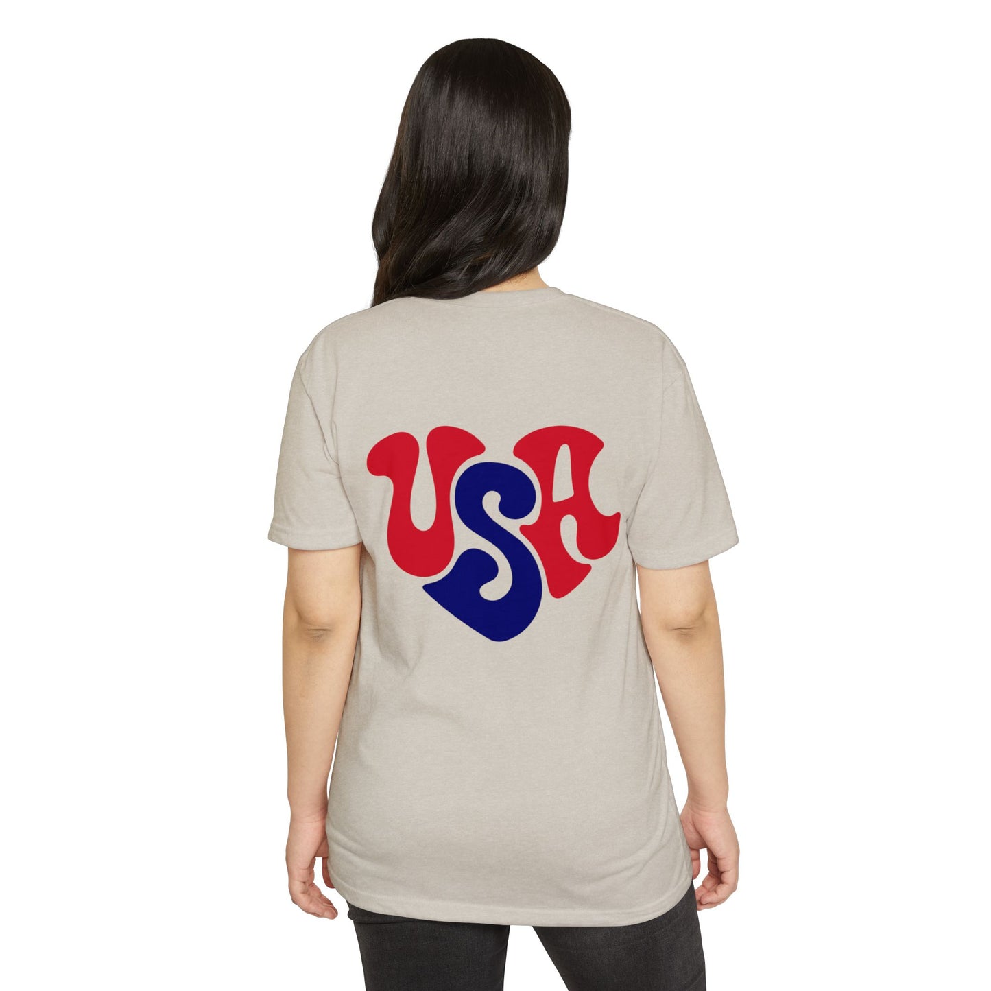 USA Heart Retro Graphic T-Shirt