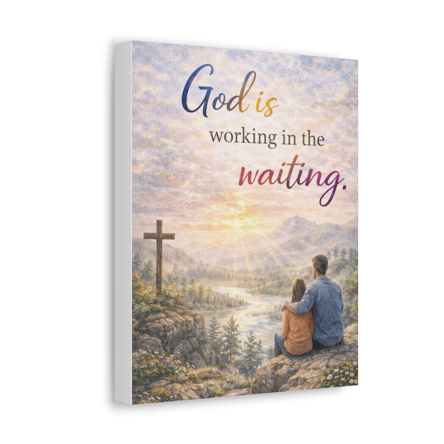 God Is Working in the Waiting Stretched Canvas – Inspirational Christian Wall Art