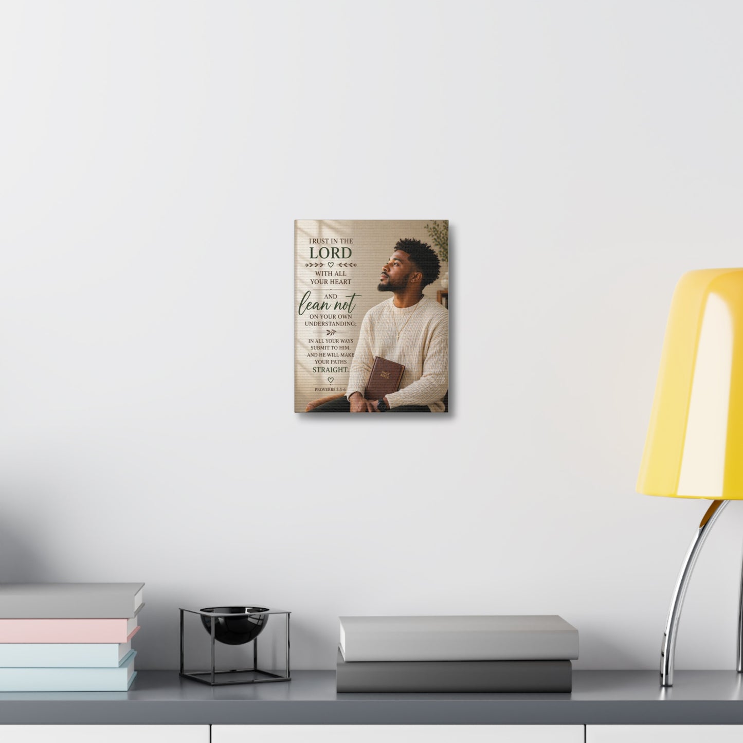 Stretched Canvas — "Trust in the Lord" Inspirational Bible Verse Wall Art (Proverbs 3:5-6)