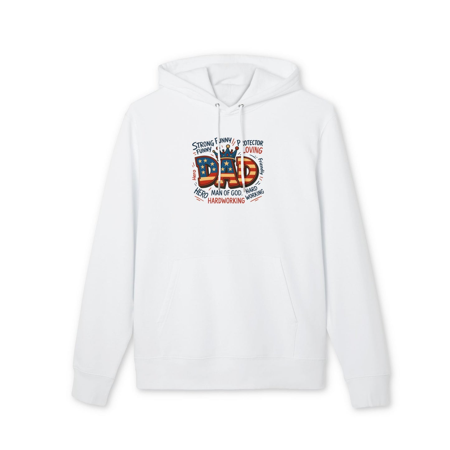 Patriotic 'Dad' Hoodie — American Flag Father’s Day Sweatshirt, Proud Dad Gift