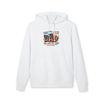 Patriotic 'Dad' Hoodie — American Flag Father’s Day Sweatshirt, Proud Dad Gift