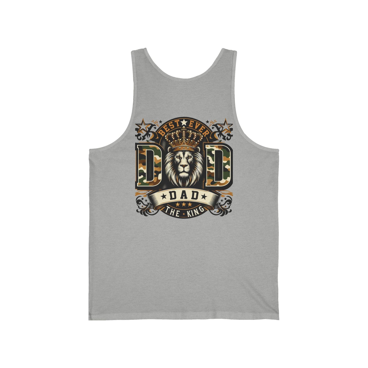 Dad Tank Top — "Best Ever Dad The King" Lion Graphic Fathers Day Gift