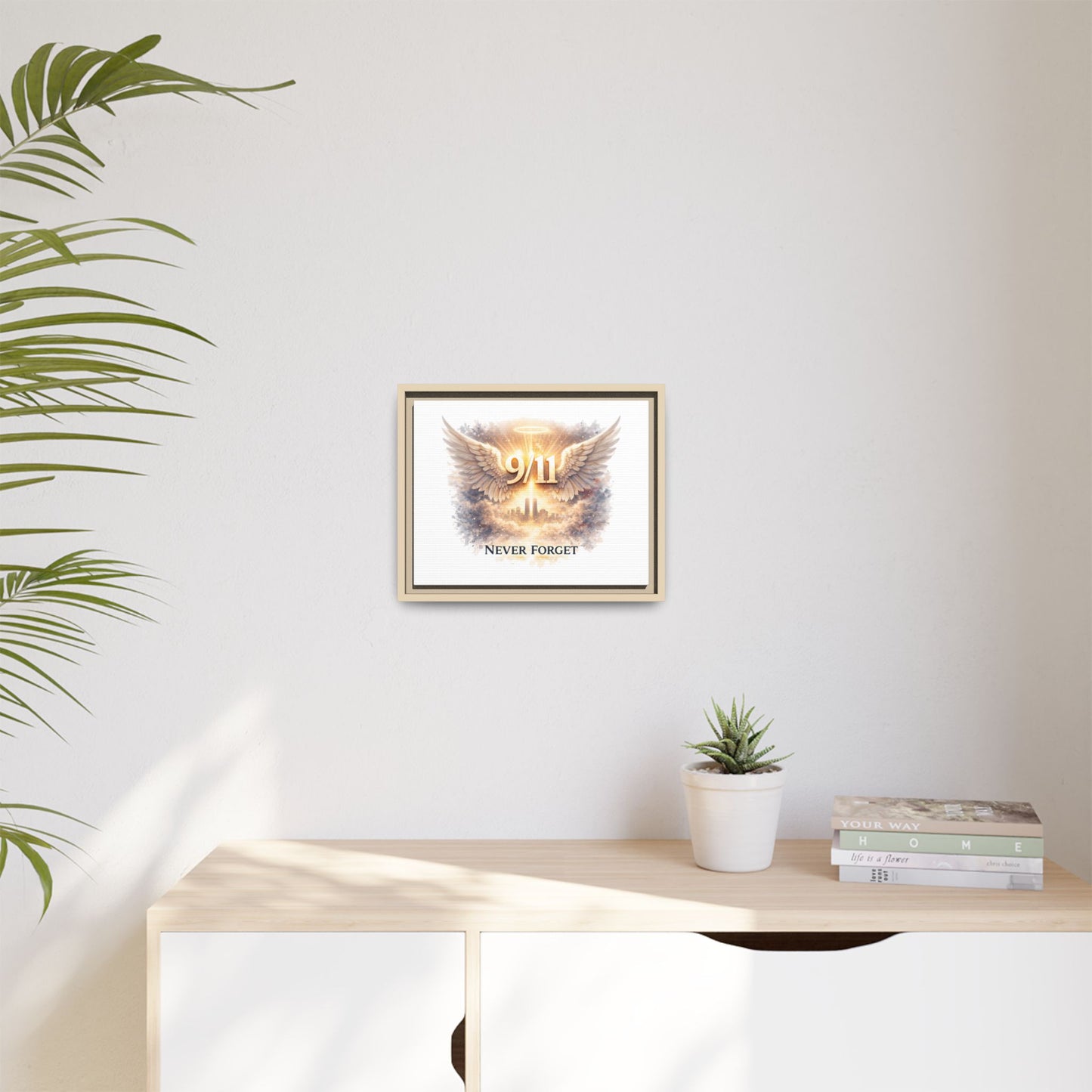 9/11 Memorial Matte Canvas Print — "Never Forget" Framed Wall Art