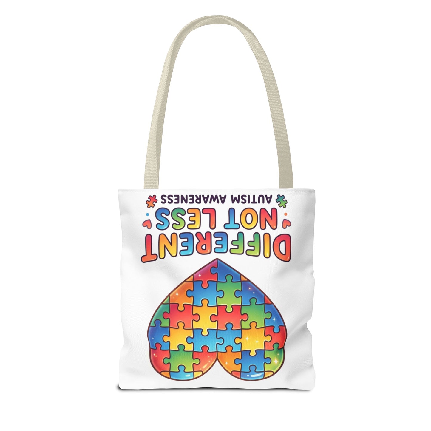 Autism Awareness Tote Bag — "Different Not Less" Puzzle Heart