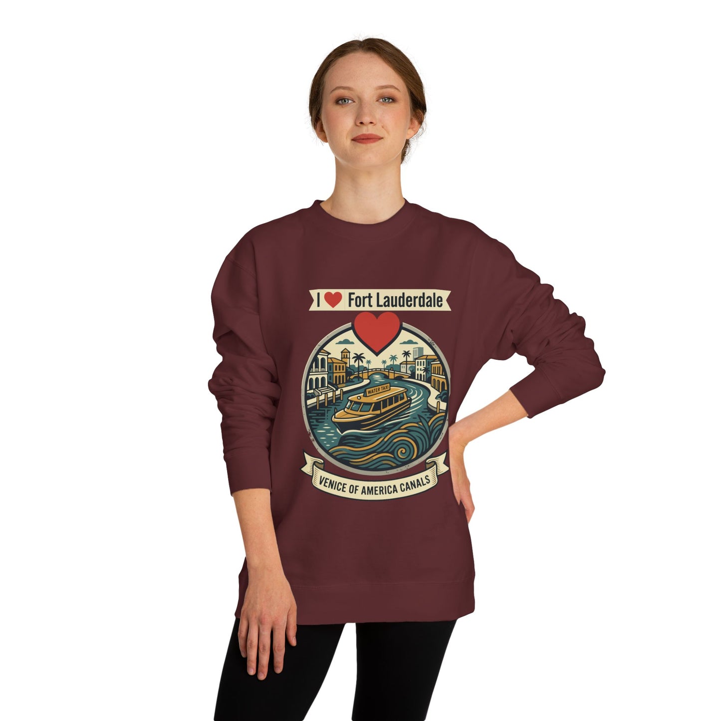 I  Fort Lauderdale Crewneck Sweatshirt — Venice of America Canals Graphic
