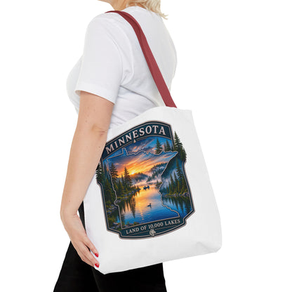 Minnesota Scenic Tote Bag — 'Land of 10,000 Lakes' Sunset Lake Design