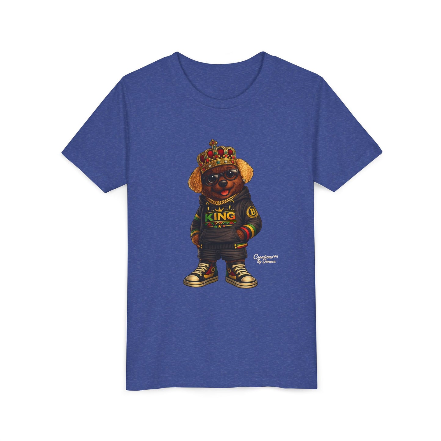 Youth Tee — 'Lil King' Crowned Bear Graphic Shirt