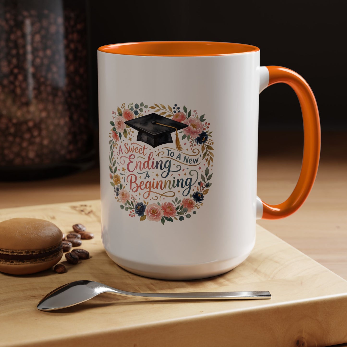 Graduation Floral Coffee Mug — "A Sweet Ending to a New Beginning"