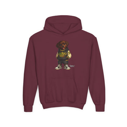 Youth Hoodie — 'Black History Kid' Puppy Graphic Sweatshirt