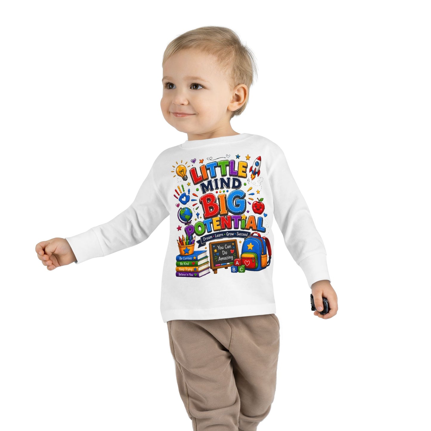 Toddler Tee — "Little Mind Big Potential" Back-to-School Long Sleeve