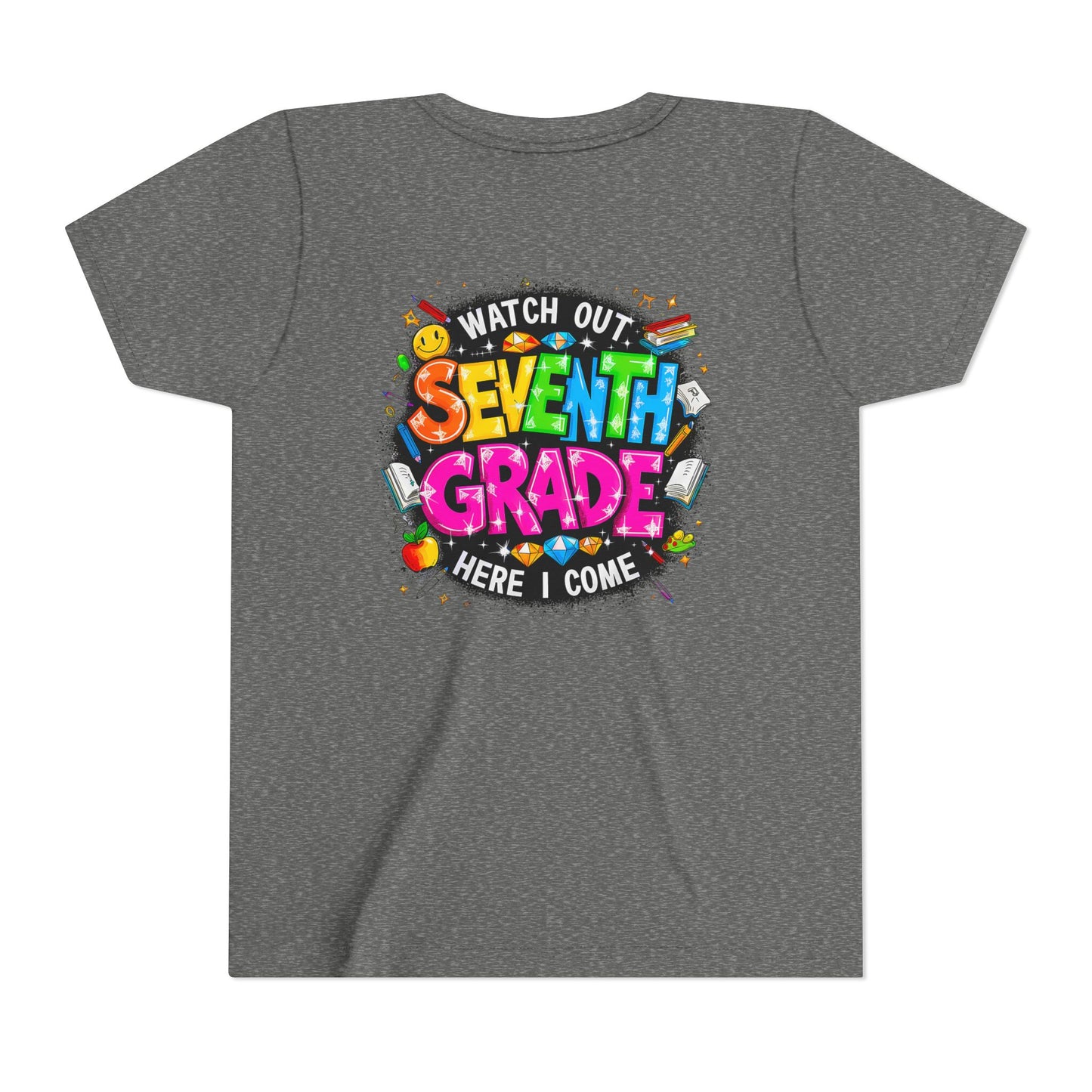 Seventh Grade Kids T-Shirt – “Watch Out Seventh Grade Here I Come” Back-to-School Tee