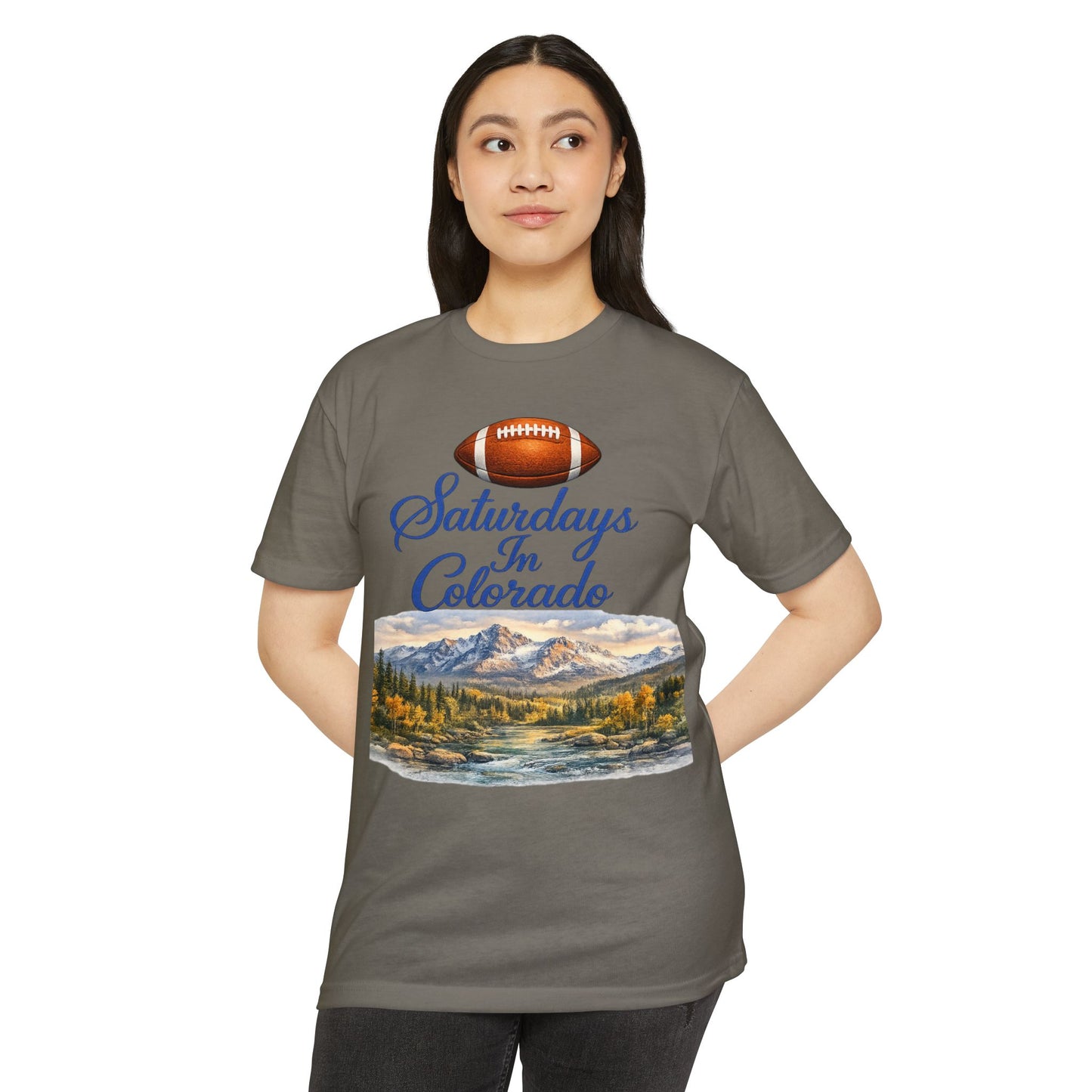 Saturdays in Colorado T-Shirt — Football & Mountain Scenic Tee