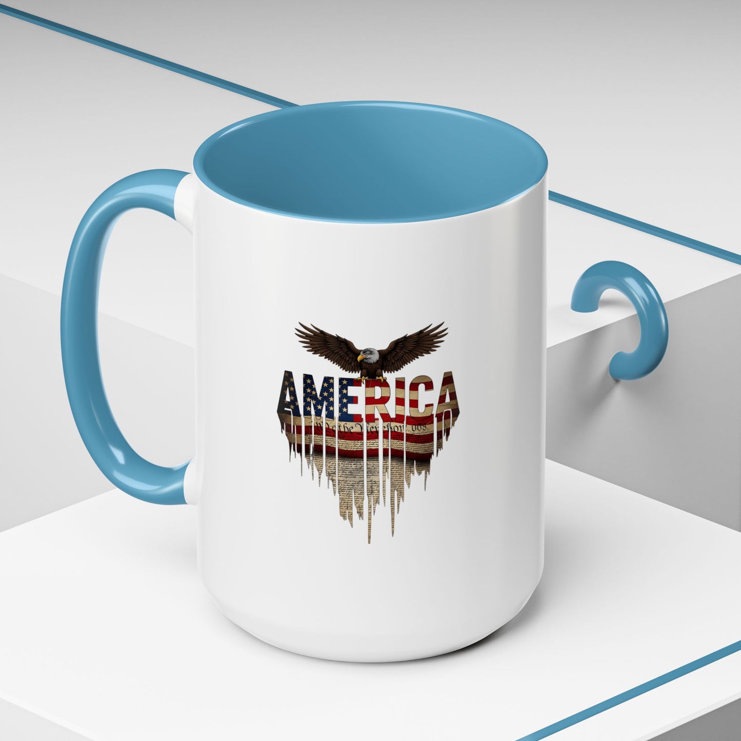 America Eagle Flag Accent Coffee Mug – Patriotic 11/15oz Ceramic