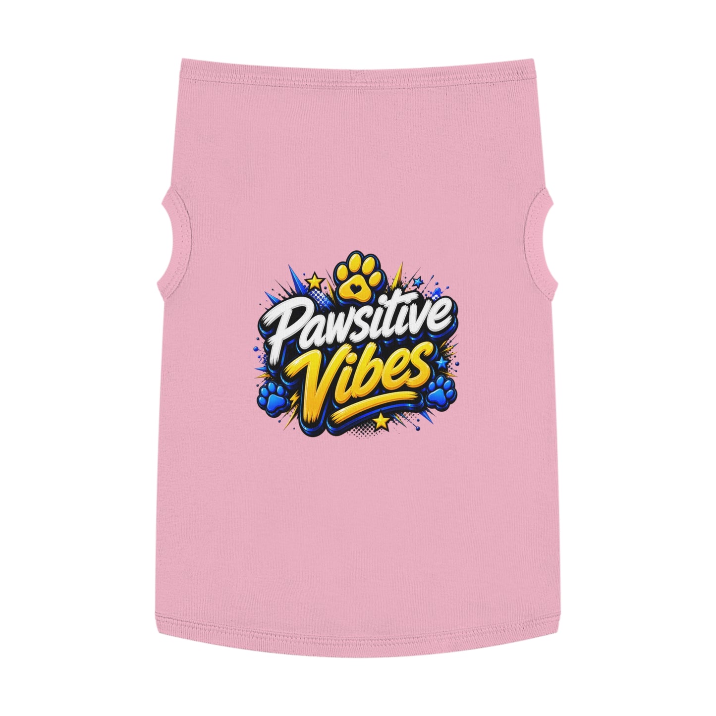 Pet Tank Top: "Pawsitive Vibes" Dog Tank — Cute Paw Print Pet Shirt