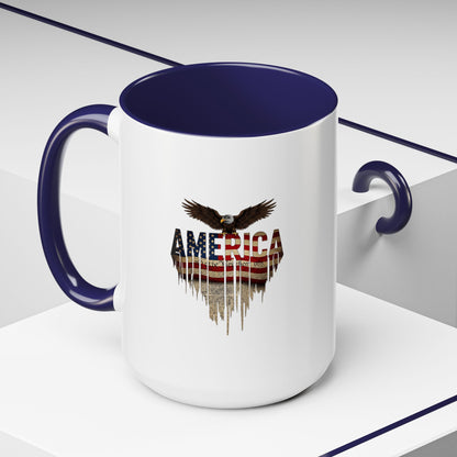 America Eagle Flag Accent Coffee Mug – Patriotic 11/15oz Ceramic