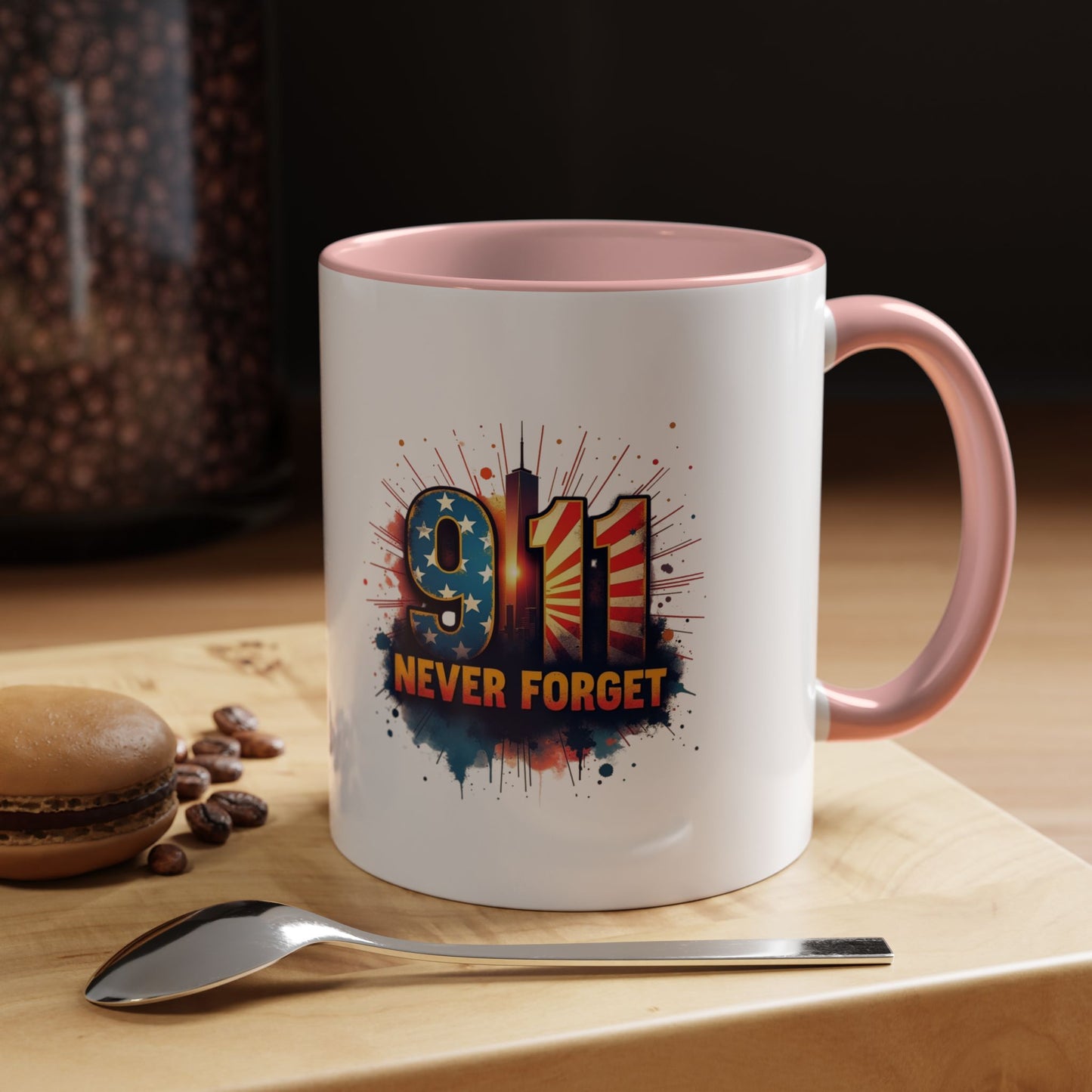 9/11 Never Forget Coffee Mug — Patriotic Memorial Accent Mug