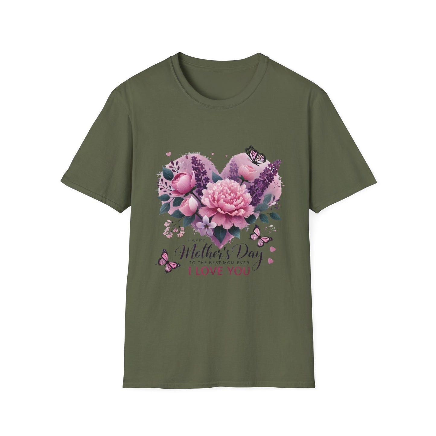 Mother's Day Floral T-Shirt — "Mother's Day I Love You" Heart Bouquet