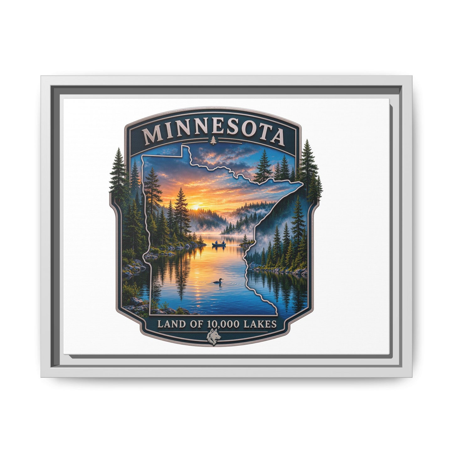 Minnesota Lakes Matte Canvas Print (Framed) — 'Land of 10,000 Lakes' Scenic Wall Art