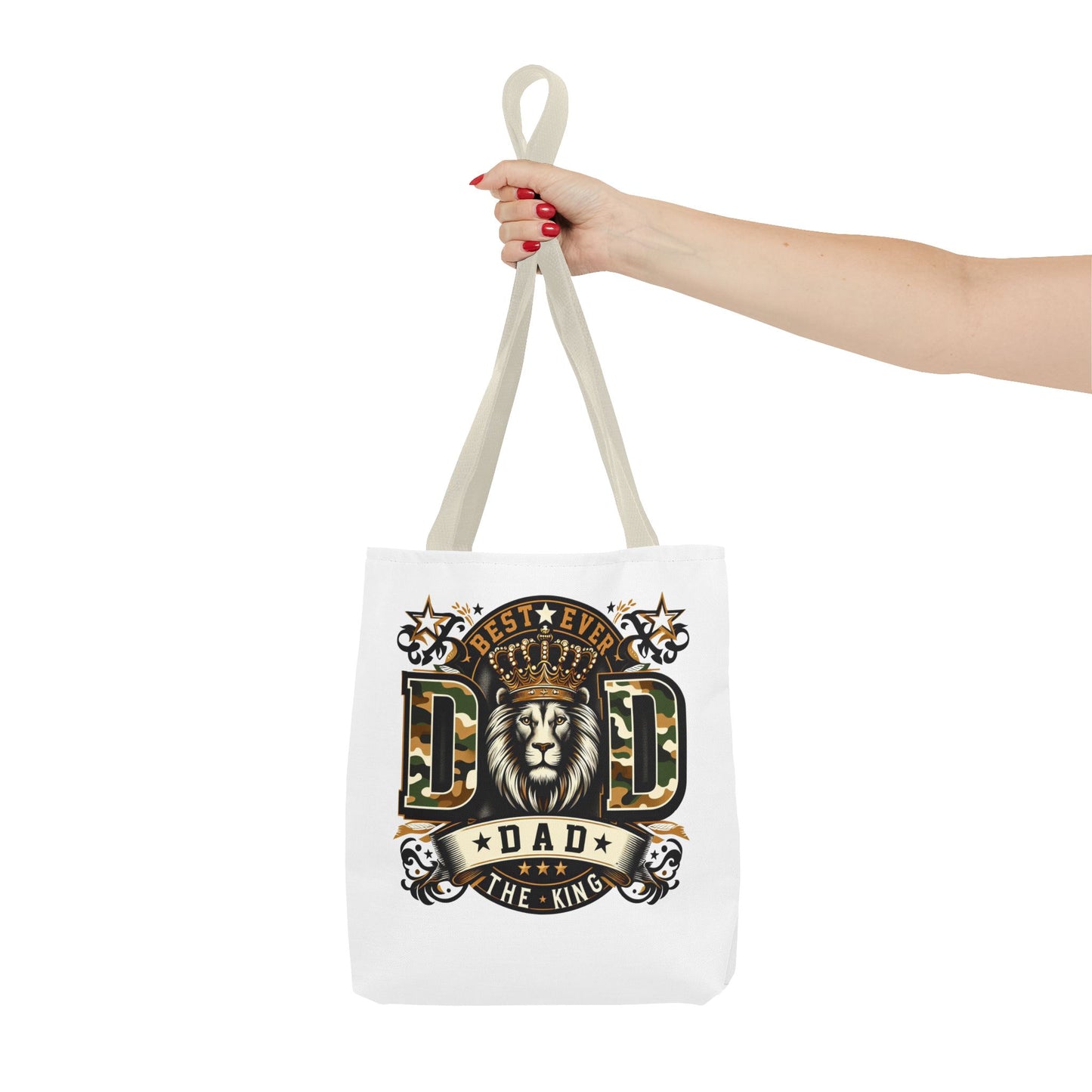 Best Ever Dad Tote Bag — 'Dad the King' Lion Crown Design, Father's Day Gift