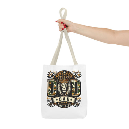 Best Ever Dad Tote Bag — 'Dad the King' Lion Crown Design, Father's Day Gift